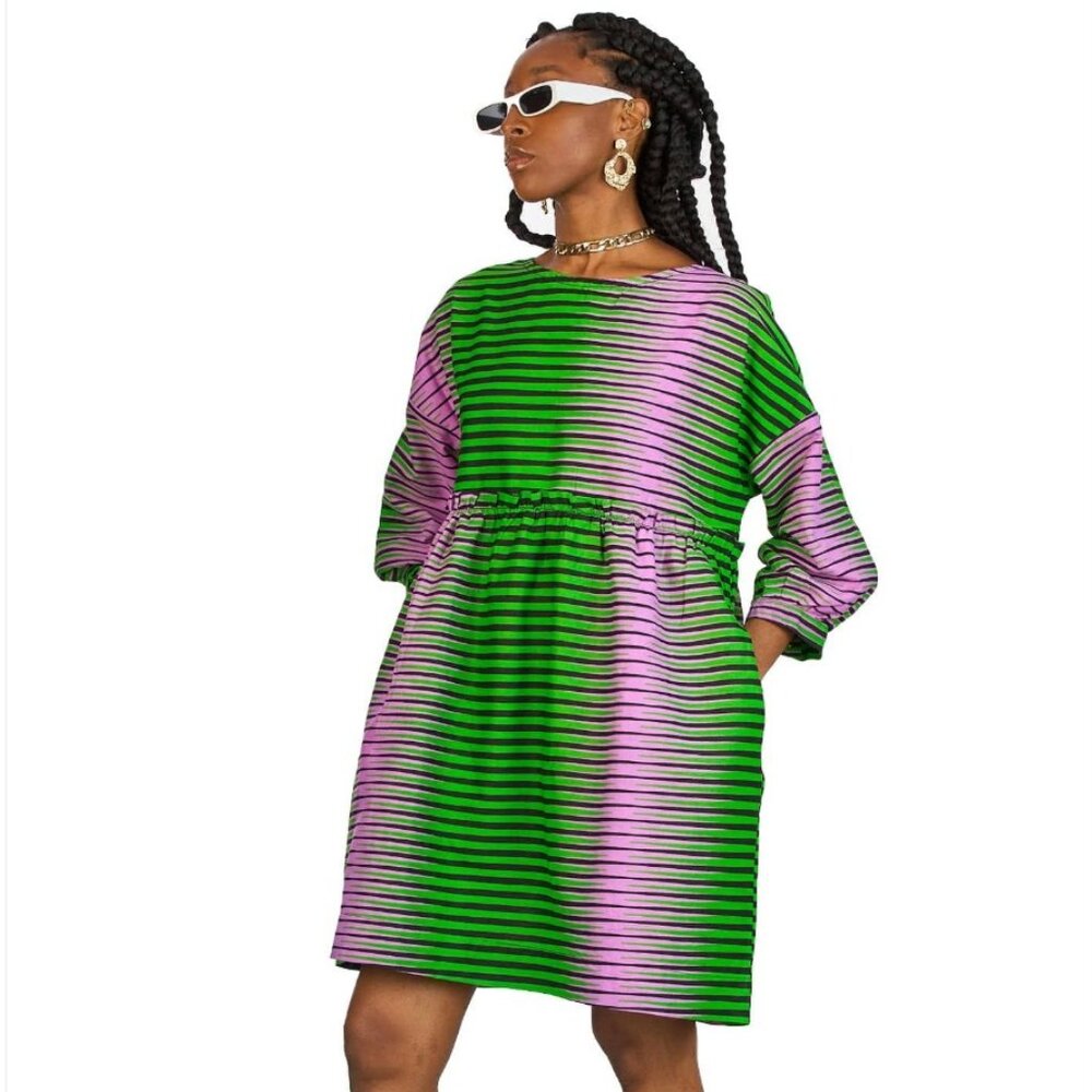 YEVU Smock Dress - Ice Cream Print (New) Ghana West Africa Sz XL 3/4 sleeve